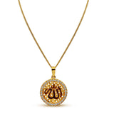 Luxurious Allah name pendant with zircons in 925 Silver with Gold plating