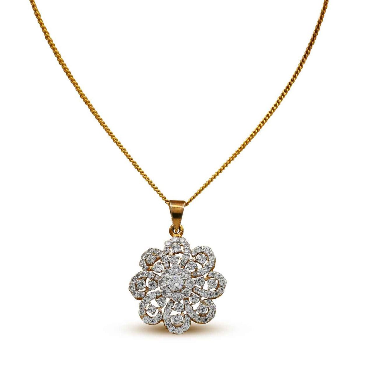 Dazzling Pendant With White Zircons in 925 Silver With Gold Plating