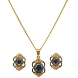 Elegant pendant set with white, blue and champagne zircons in 925 Silver with Gold plating