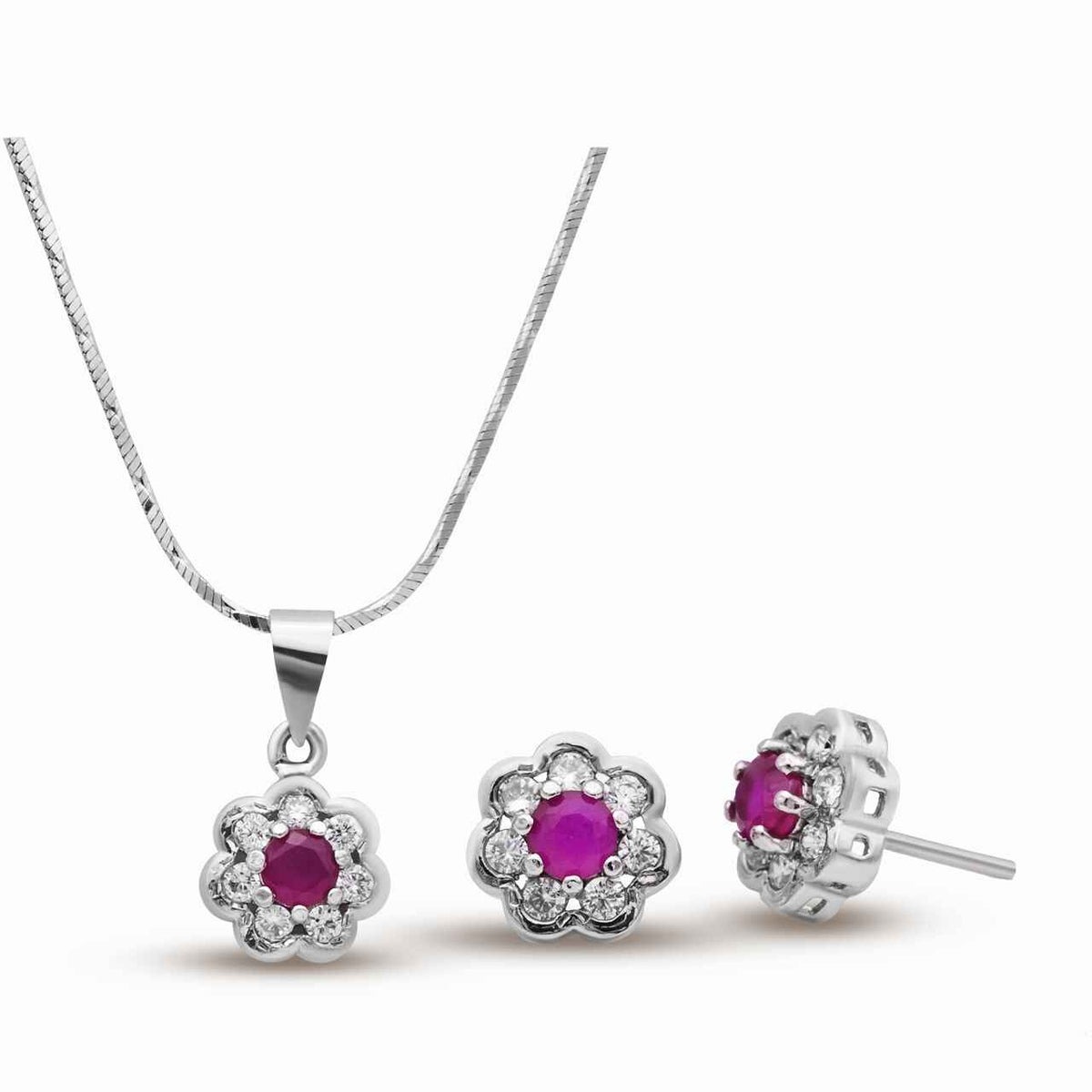 Dazzling Pendant set with zircons in 925 Silver with Rhodium plating