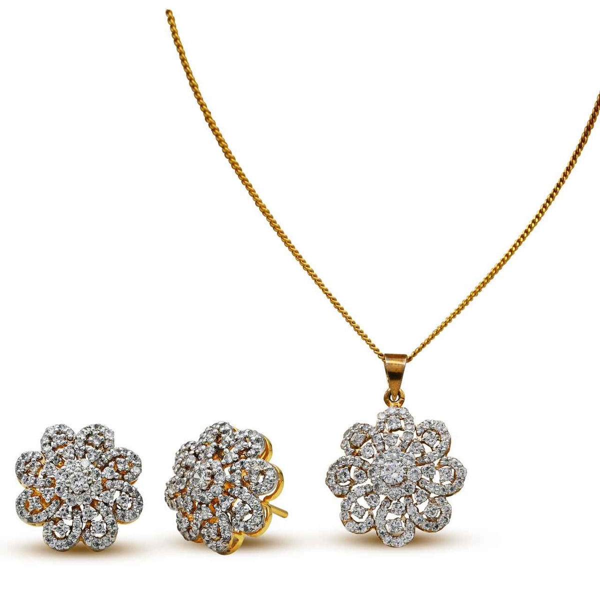 Elegant Zircons Pendant Set in 925 Silver With Gold Plating