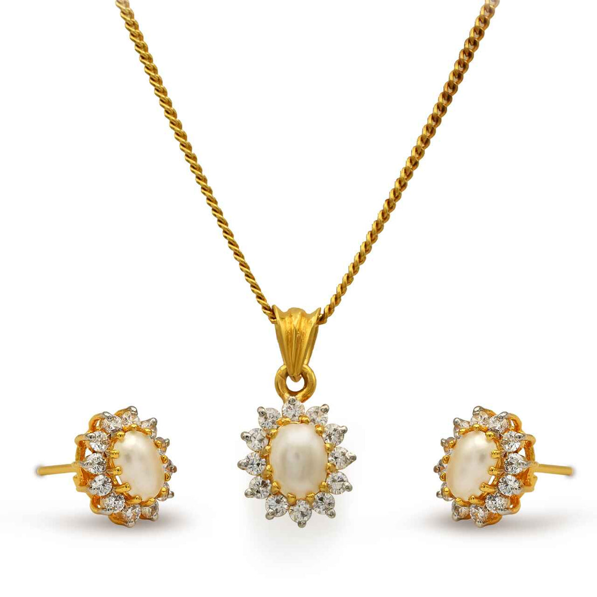 Elegant pendant set with zircons in 925 Silver with Gold plating