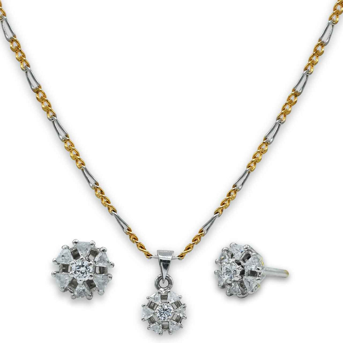 Luxurious pendant set with zircons in 925 Silver with Rhodium plating