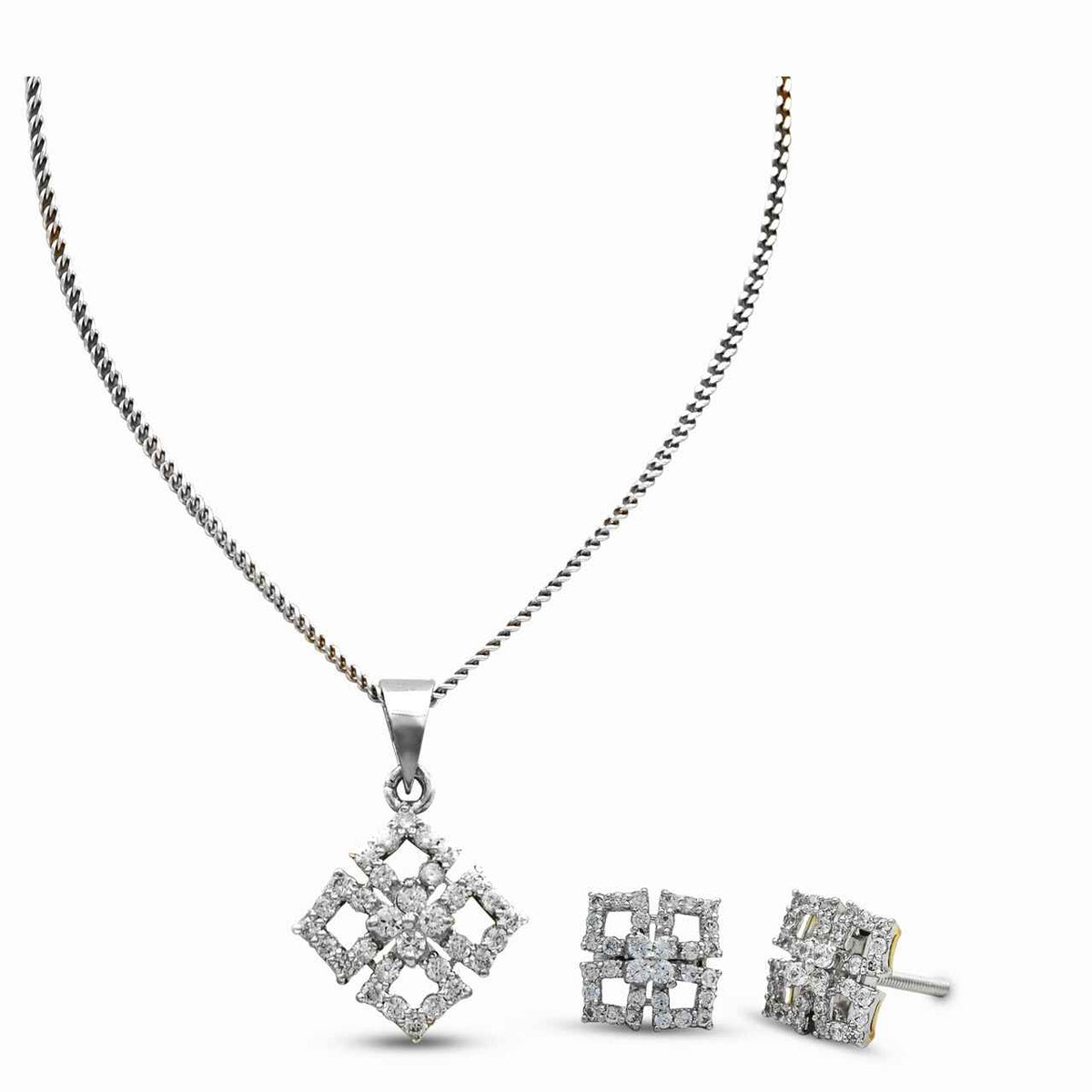 Dazzling pendant set with zircons in 925 Silver with Rhodium plating