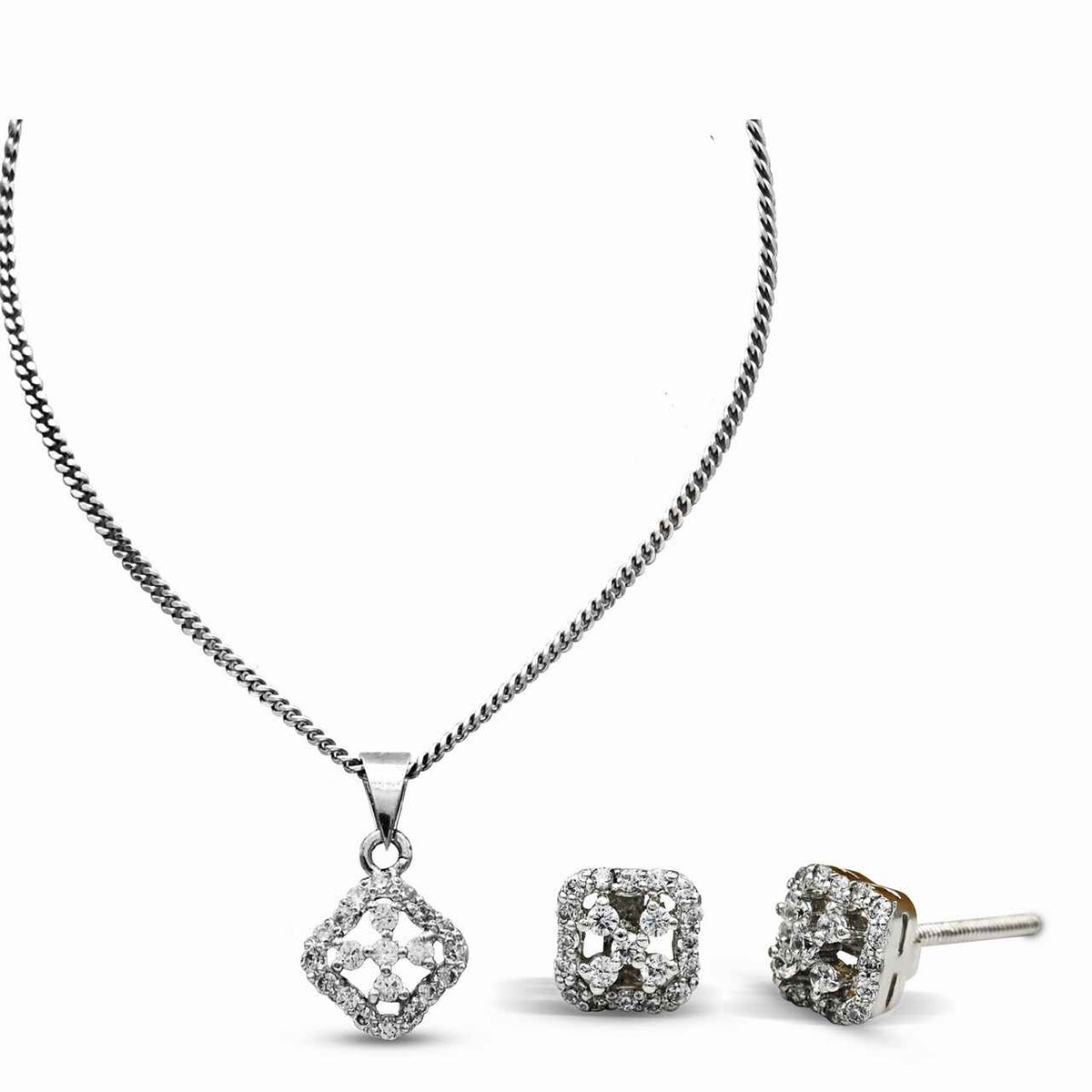 Dazzling Pendant set with zircons in 925 Silver with Rhodium plating