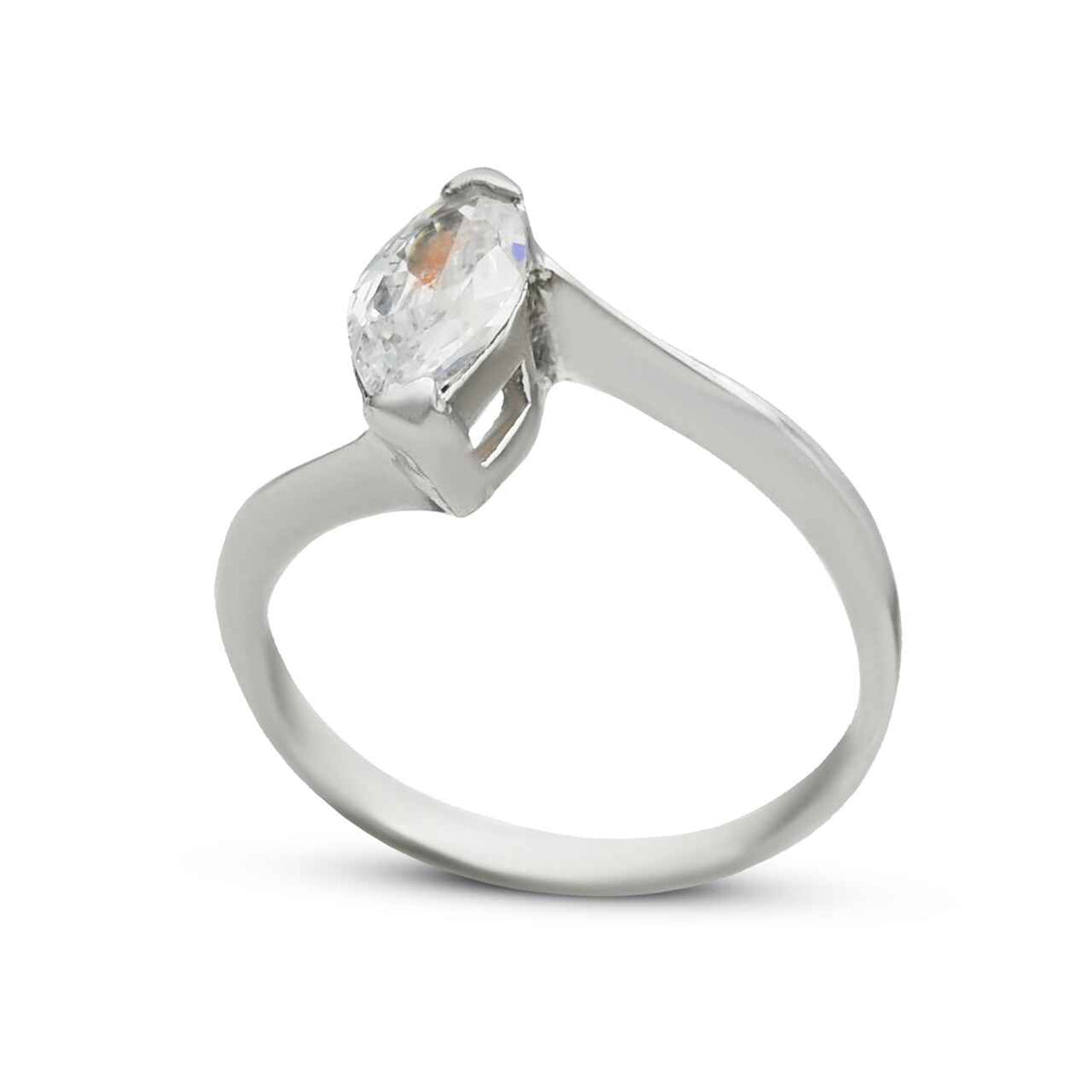 Elegant Ring With Zircons in 925 Silver With Rhodium Plating