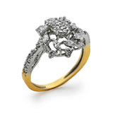 Luxurious Ring With Zircons in 925 Silver With Rhodium & Gold Plating