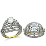 Luxurious Ring with zircons in 925 Silver with Rhodium & Gold plating