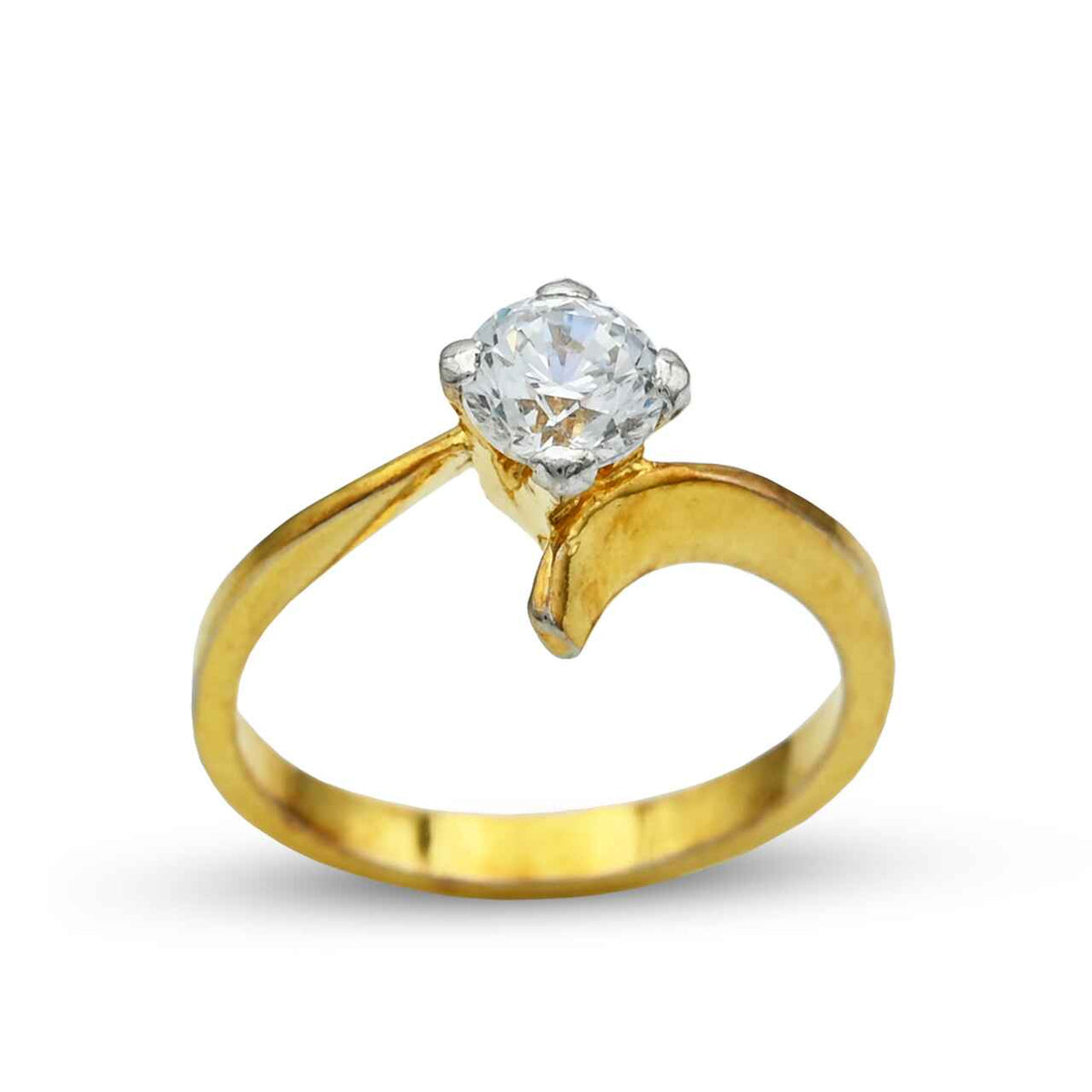 Elegant Ring With Zircons in 925 Silver With Gold Plating