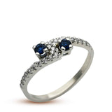 Dazzling White & Blue Zircon Ring in 925 Sterling Silver