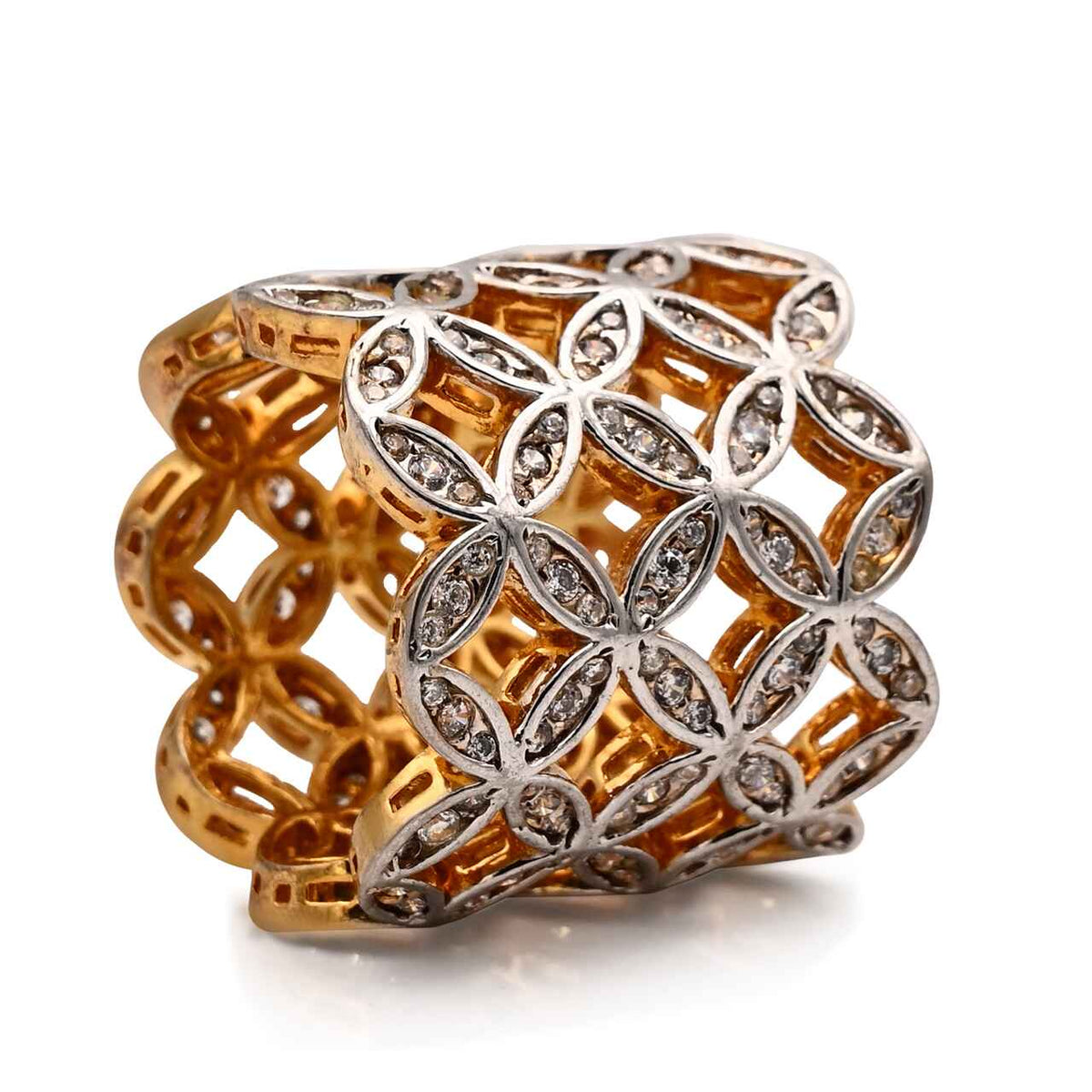 Majestic Zircon Ring in 925 Sterling Silver with Gold Plating