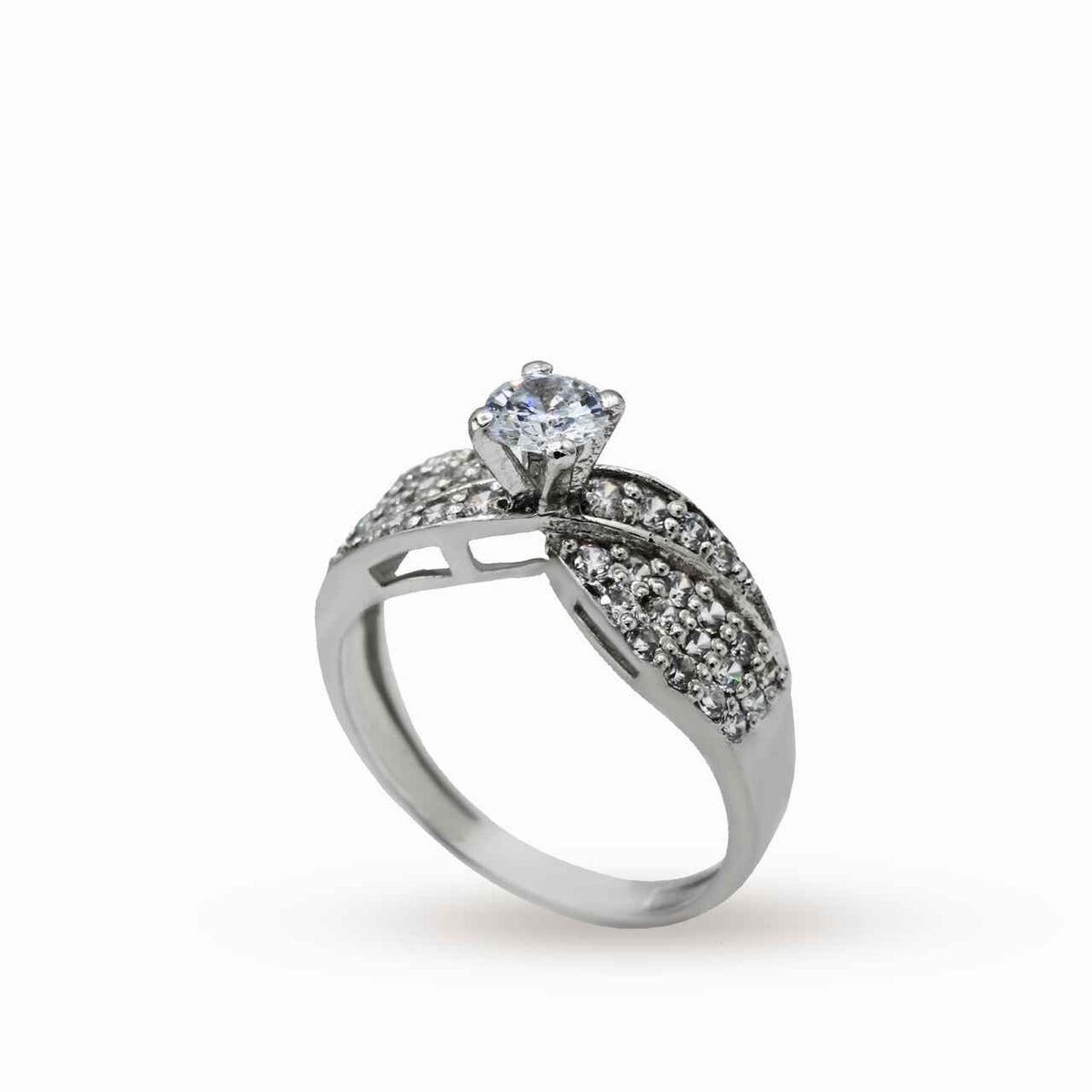 Dazzling Ring with zircons in 925 Silver with Rhodium plating