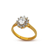 Elegant Ring With Zircons in 925 Silver With Gold Plating