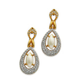 Dazzling Earrings With White Zircons & Pearls in 925 Silver With Gold Plating