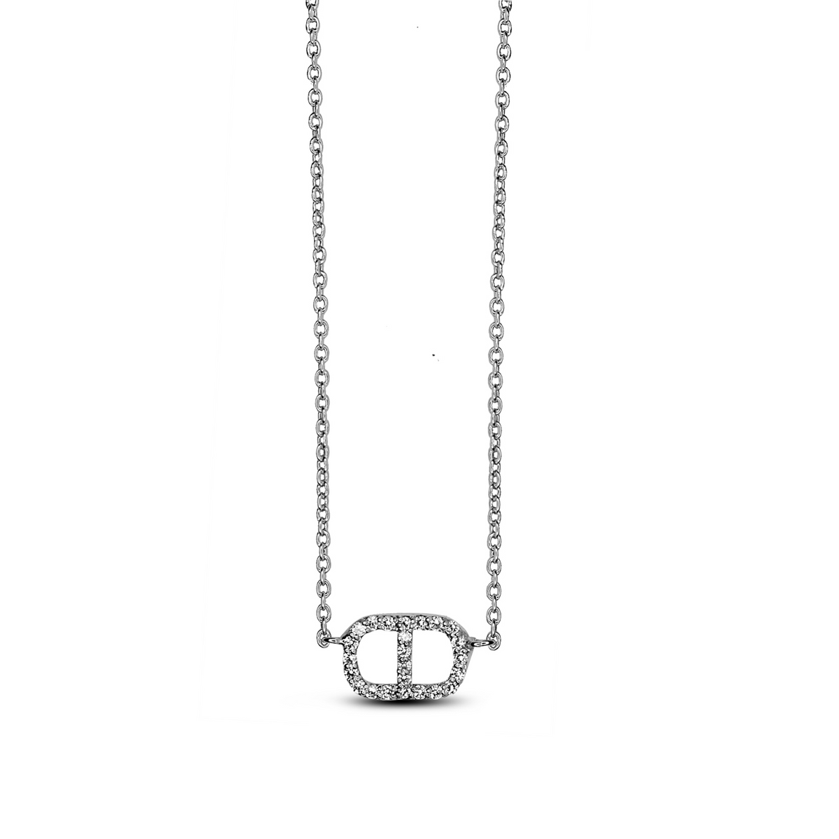 Rhodium Link Zircon Necklace