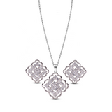 Rhodium Elegance White Zircon Pendant Set