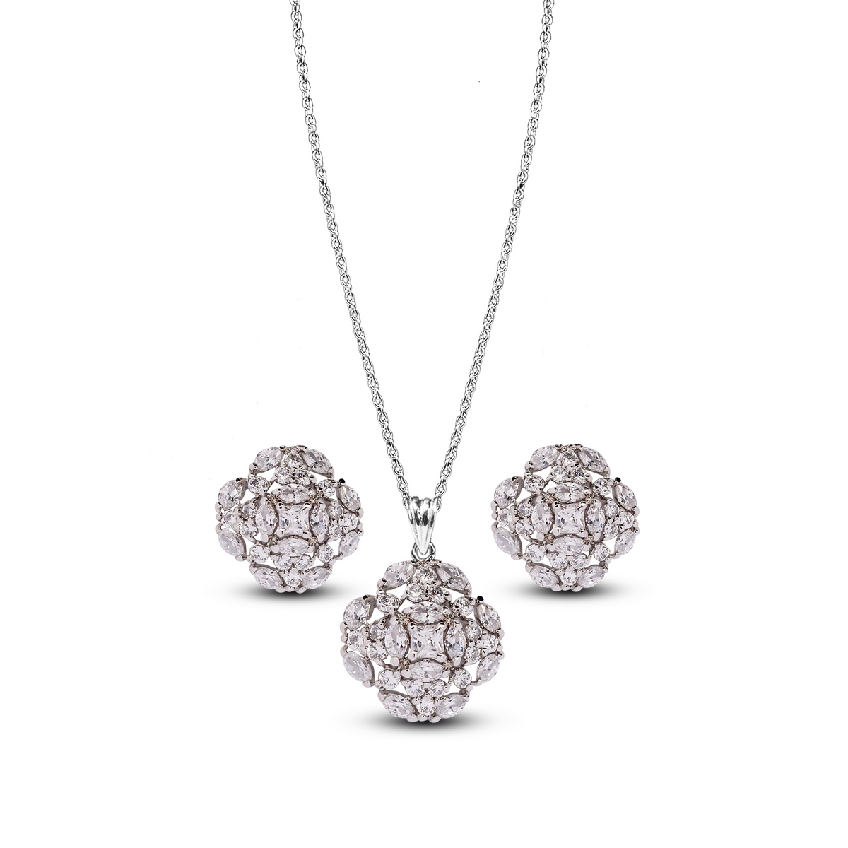 Rhodium Radiance White Zircon Pendant Set