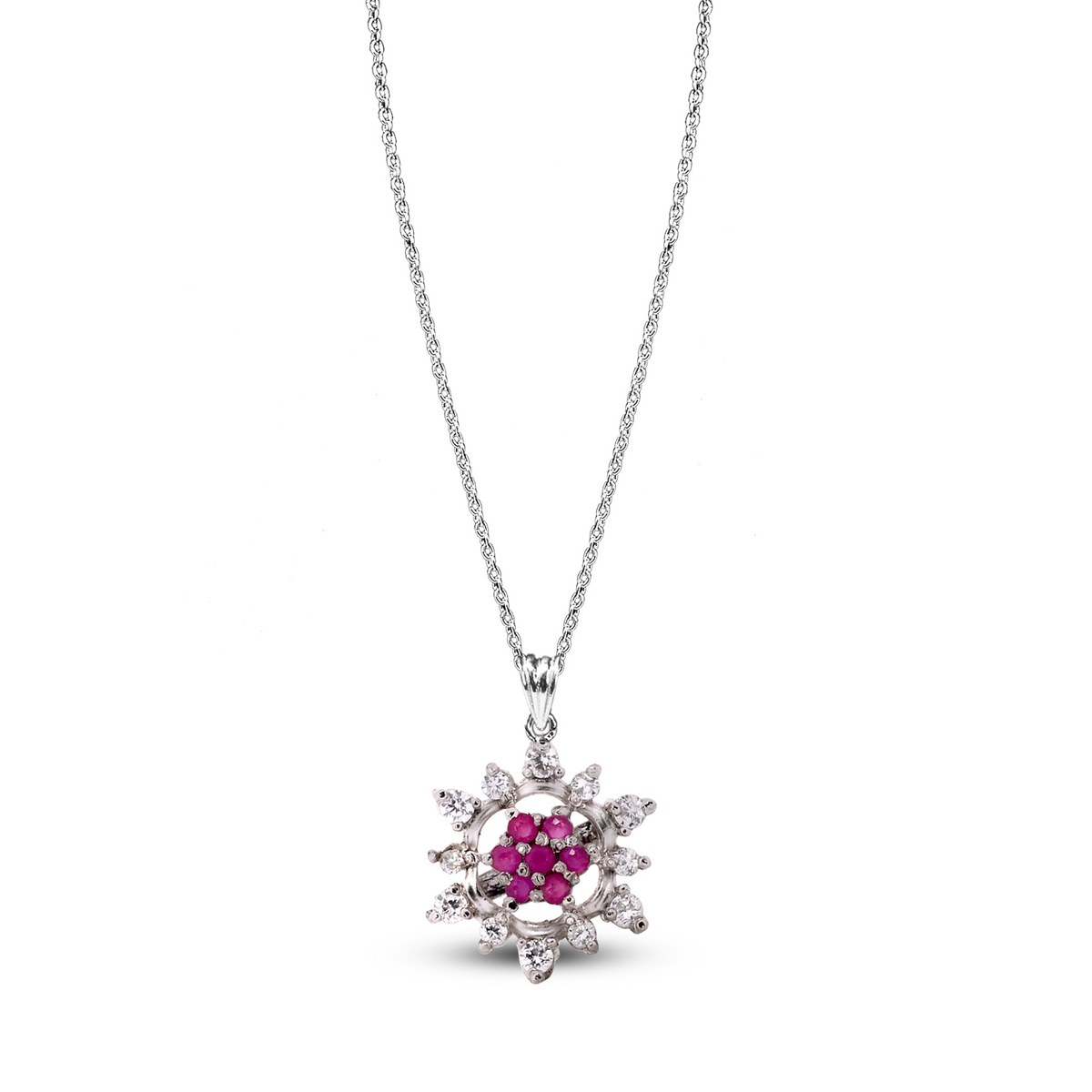 Radiant Ruby Snowflake Pendant