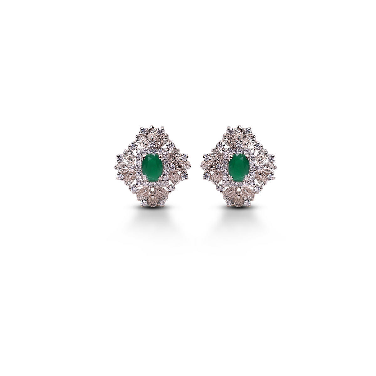 Emerald Blossom Zircon Earrings