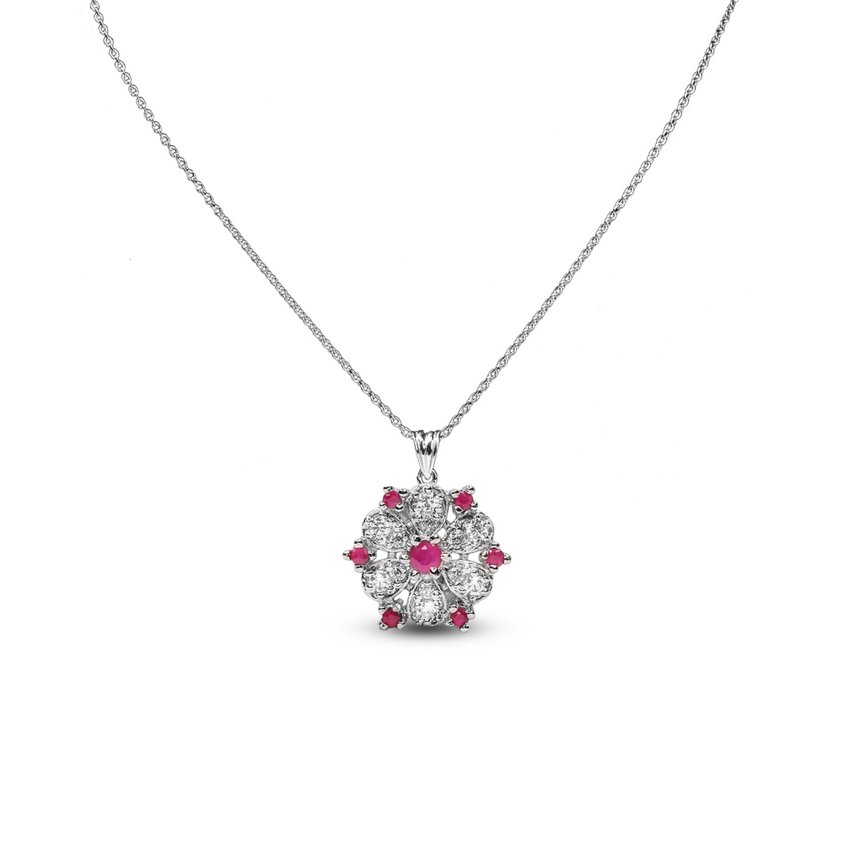 Radiant Ruby Blossom Pendant