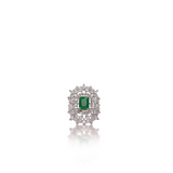 Rhodium-Plated Ring with Green & White Zircon