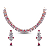Crimson Elegance Zircon Necklace Set