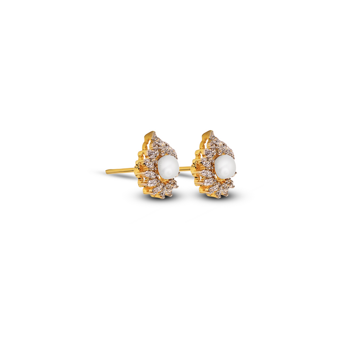 Golden Pearl Radiance Stud Earrings