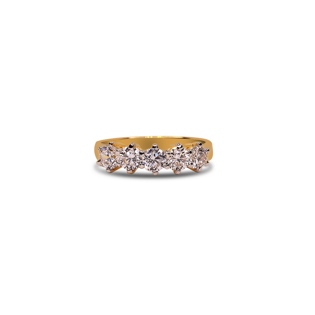 Golden Ring with White Zircon