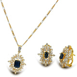 Elegant pendant set with white and blue zircons in 925 Silver with Gold plating