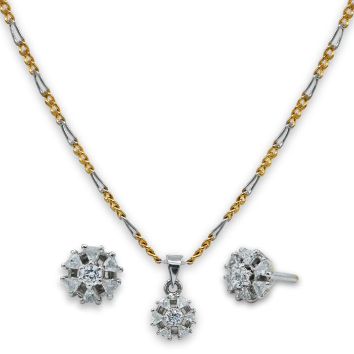 Rhodium Plated Pendant Set