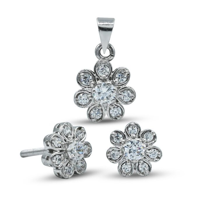 Rhodium Plated Pendant Set