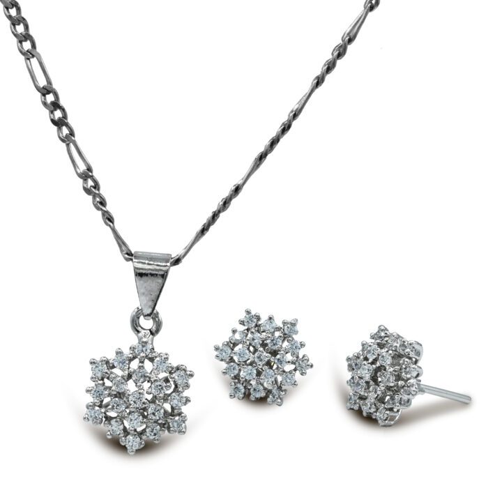 Rhodium Plated Pendant Set