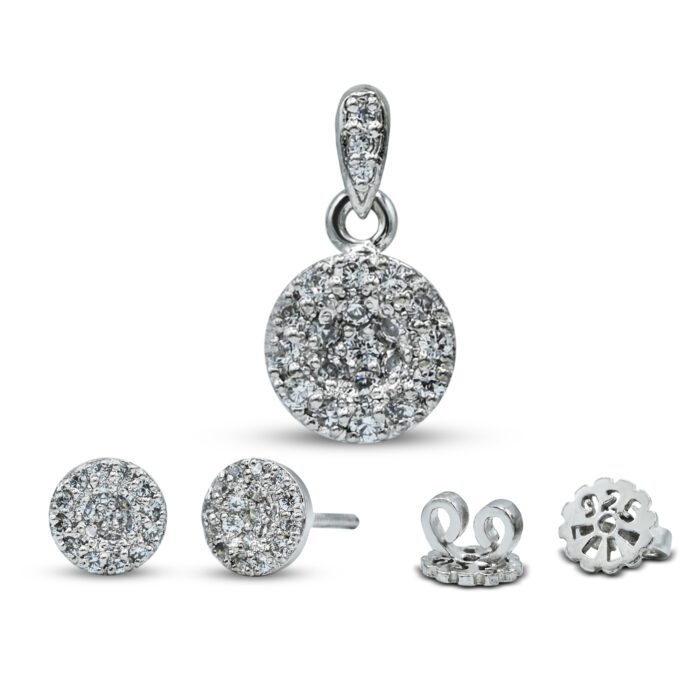 Rhodium Plated Pendant Set