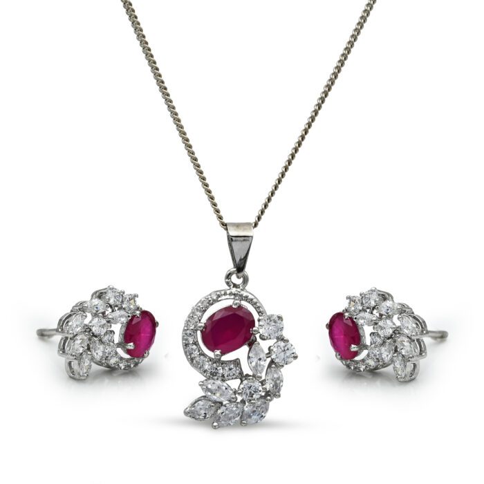 Rhodium Plated diamond style Pendant set with Zircon