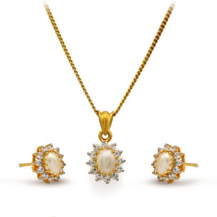 Gold Plated Pendant set with Zircon&pearl