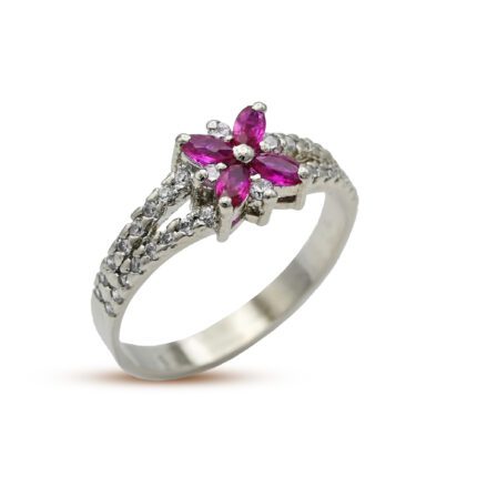 Rhodium Plated Ring with Zircons