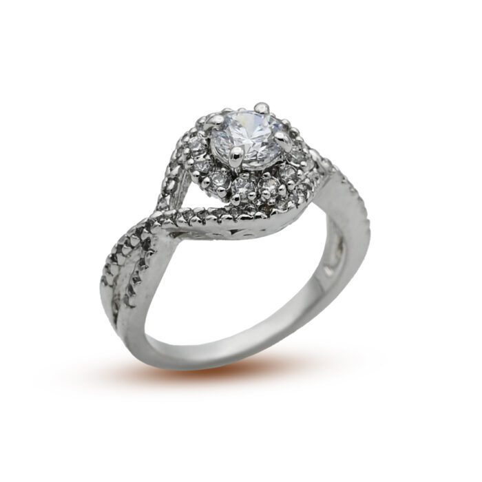 Elegant Diamond-Style Zircon Ring in 925 Sterling Silver