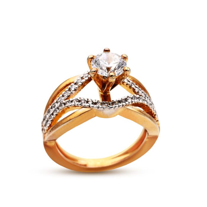 Gold plated diamond style Ring with zircon