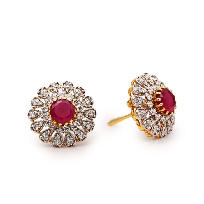 Gold plated gold style tops with zircon and red stones