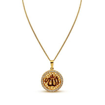 Gold plated gold style Allah pendant with zircon