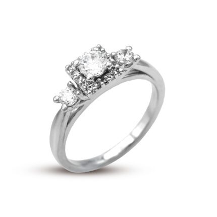Rhodium plated diamond style Ring with zircon