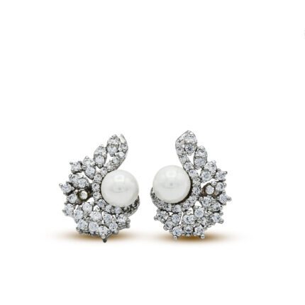 Dazzling Tops With White Zircons & Pearls in 925 Silver With Rhodium Plating