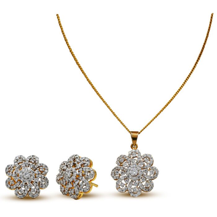 Elegant Zircons Pendant Set in 925 Silver With Gold Plating