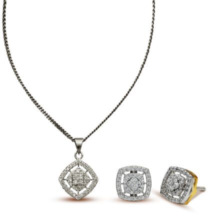 Luxurious Pendant Set With Zircons in 925 Silver With Rhodium Plating