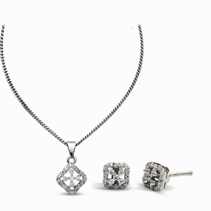 Dazzling Pendant set with zircons in 925 Silver with Rhodium plating