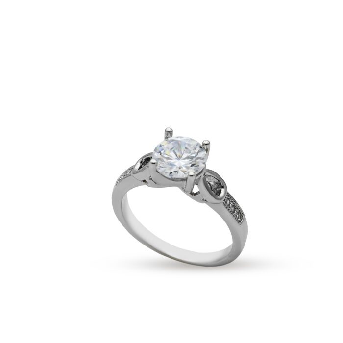 Dazzling ring with zircons in 925 Silver with rhodium plating