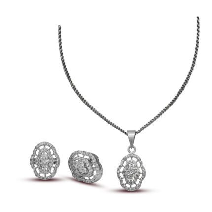 Dazzling pendant set with zircons in 925 Silver with Rhodium plating