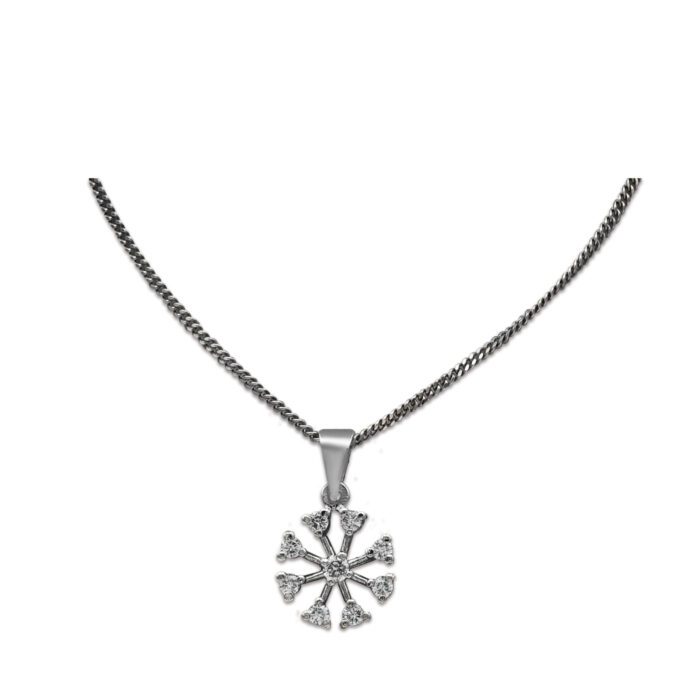 Luxurious pendant with zircons in 925 Silver with Rhodium plating