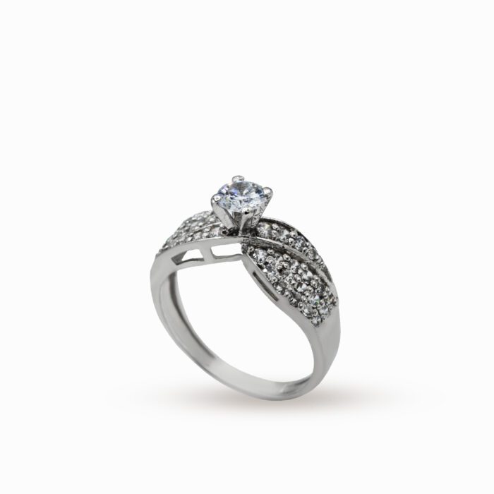 Dazzling Ring with zircons in 925 Silver with Rhodium plating