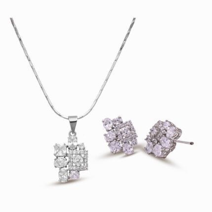 Elegant Pendant set with zircons in 925 Silver with Rhodium plating